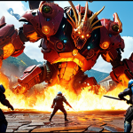 Nikke Elemental Battle**

Prompt: "Dynamic action scene, Nikke team battling a giant mechanical enemy, elemental effects (fire, water, wind, earth) clashing, vibrant colors, cinematic lighting, focus on strategic team composition, UI elements showing attribute advantages, science fiction battlefield, Italian architecture in the background, highly detailed, anime style."

**