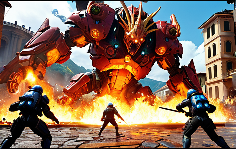 Nikke Elemental Battle**

Prompt: "Dynamic action scene, Nikke team battling a giant mechanical enemy, elemental effects (fire, water, wind, earth) clashing, vibrant colors, cinematic lighting, focus on strategic team composition, UI elements showing attribute advantages, science fiction battlefield, Italian architecture in the background, highly detailed, anime style."

**