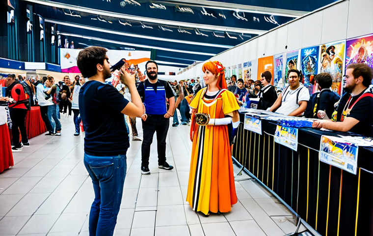 Nikke Community Meetup**

"A vibrant and friendly scene at a local Italian gaming convention. Cosplayers dressed as Goddess of Victory: Nikke characters (fully clothed in appropriate attire) are interacting with fans, browsing merchandise, and participating in gaming contests. Background: Convention hall with Nikke banners and posters. Safe for work, appropriate content, professional photography, perfect anatomy, natural proportions, modest."

**
