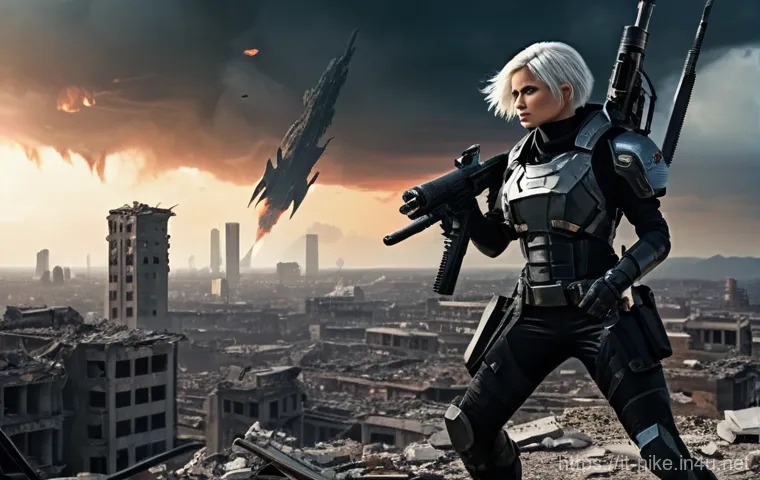 승리의여신 니케 모바일 이식 - **Post-Apocalyptic Battle Against Raptures:**
"A squad of three distinct Nikke android combatant...