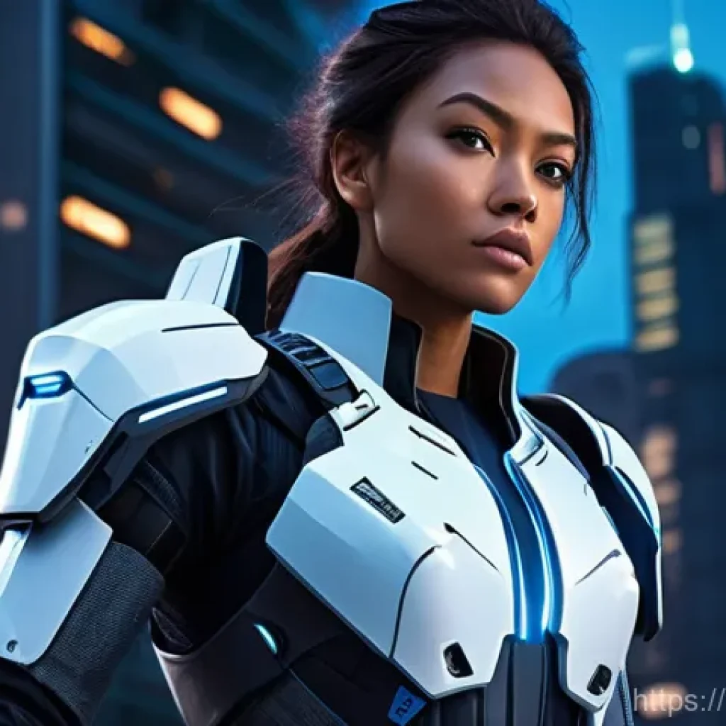 승리의여신 니케 글로벌 팬 소식 - A powerful female character, inspired by Eve from Stellar Blade, stands heroically in a futuristic, ...