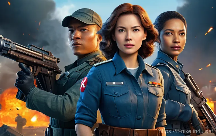 승리의여신 니케 새로운 메타 등장 - **Prompt: The Vanguard of Support: Liter, D: Killer Wife, and Dorothy in Action.**
    "A vibrant, a...