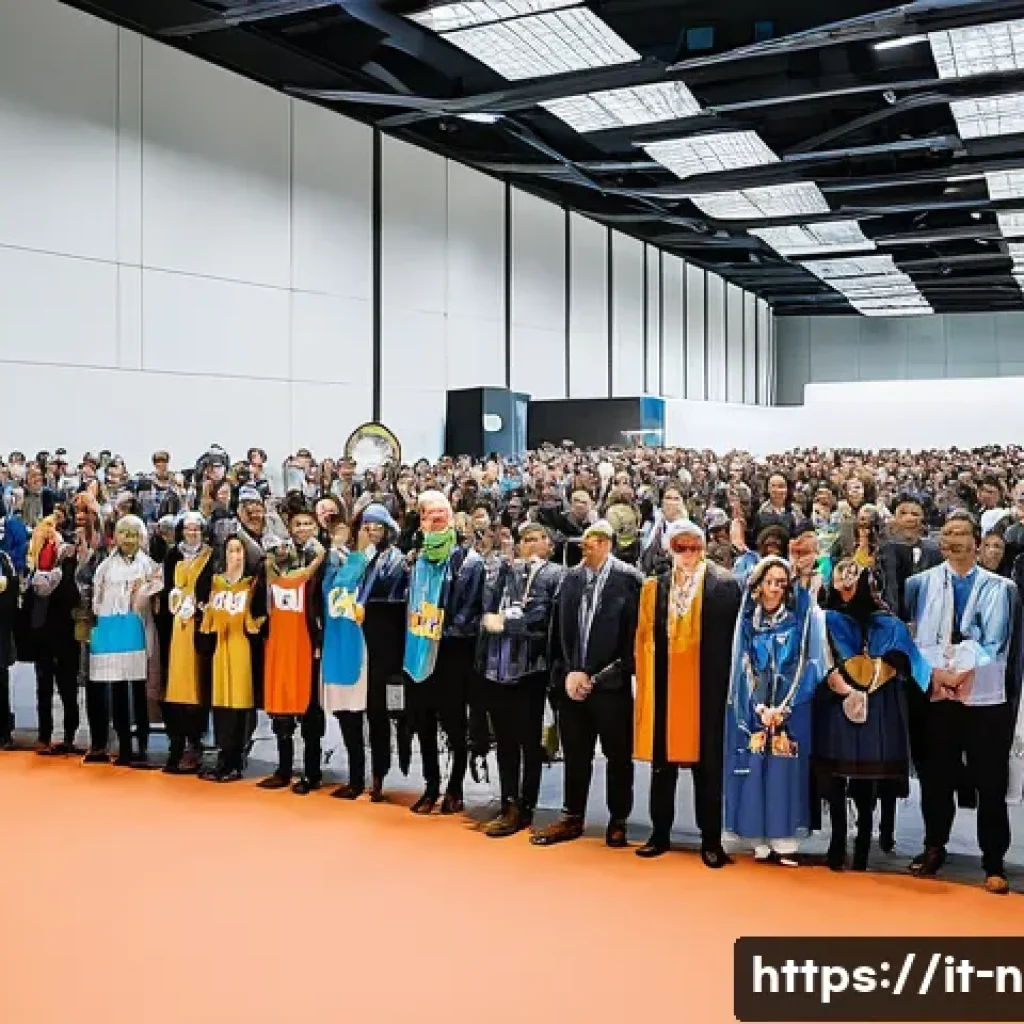 승리의여신 니케 글로벌 팬미팅 일정 - A vibrant fan meeting scene set in Milan&rsquo;s MiCo Conference Center during October 2024, showcasing a ...