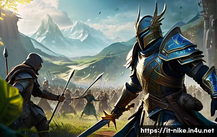 승리의여신 니케 캐릭터 스킬별 사용처 - A dynamic fantasy battle scene featuring a support character in light armor casting a large-area hea...