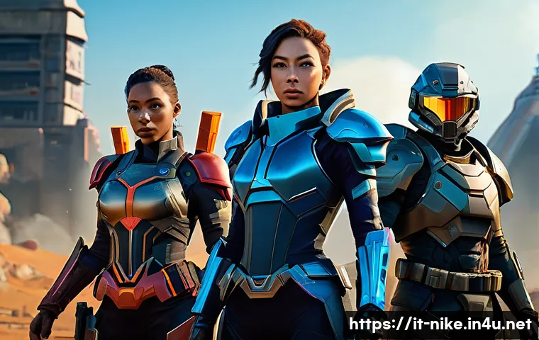 승리의여신 니케 새로운 팬 소식 - A dynamic scene showcasing a diverse team of newly introduced game characters in stylish, fantasy-in...