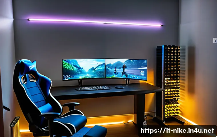 승리의여신 니케 플레이 시간 관리 - A cozy, well-lit gaming room in a modern Italian apartment, featuring a young adult seated comfortab...