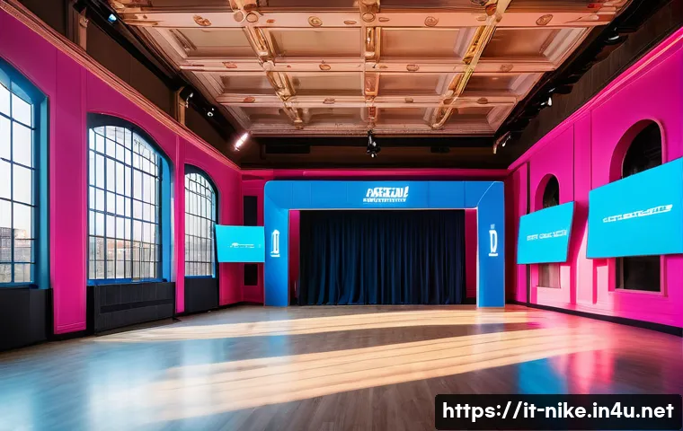 승리의여신 니케 팬미팅 준비 과정 - A vibrant and immersive fan meeting venue decorated with "Goddess of Victory: Nikke" themed banners,...