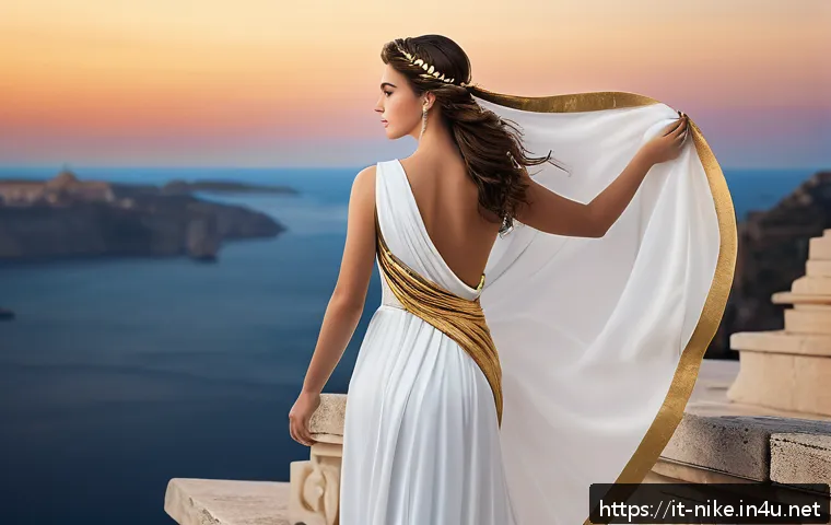 승리의여신 니케 소셜 미디어 홍보 - A confident young woman embodying the spirit of the Victory Goddess Nike, dressed in a modern, elega...