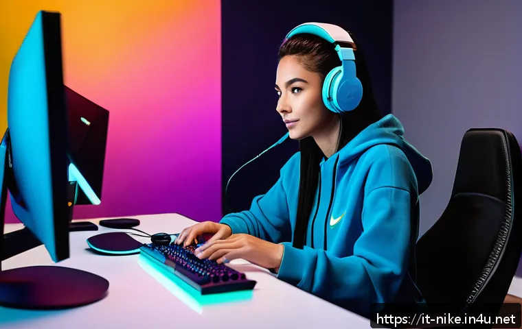 승리의여신 니케 콘텐츠 크리에이터 모집 - A dynamic gaming content creator streaming Goddess of Victory: Nike in a modern, cozy home studio se...