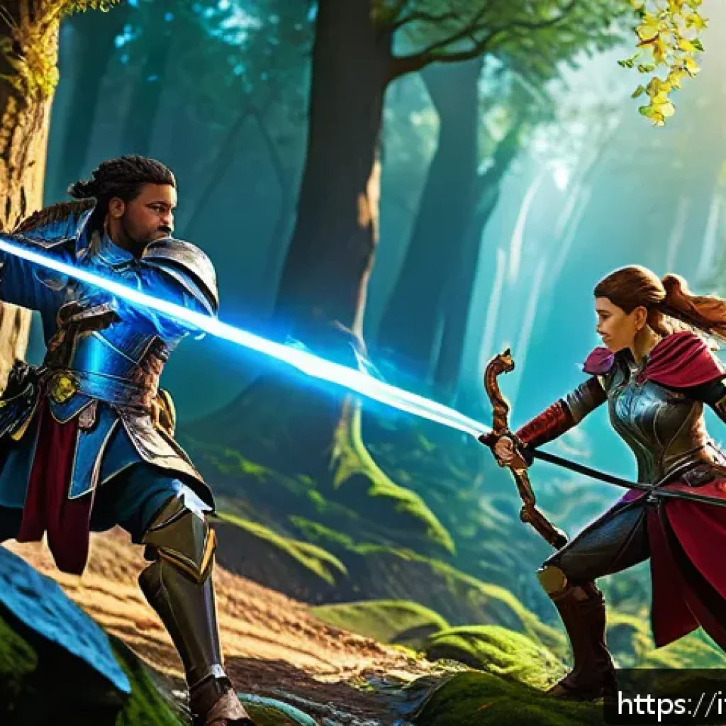승리의여신 니케 플레이 타임 최적화 - A dynamic battle scene from a fantasy RPG game featuring a diverse team of heroes in strategic comba...