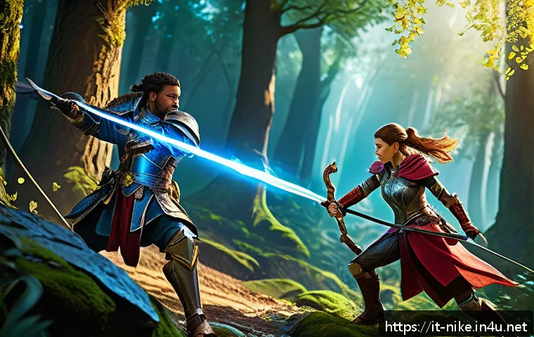 승리의여신 니케 플레이 타임 최적화 - A dynamic battle scene from a fantasy RPG game featuring a diverse team of heroes in strategic comba...