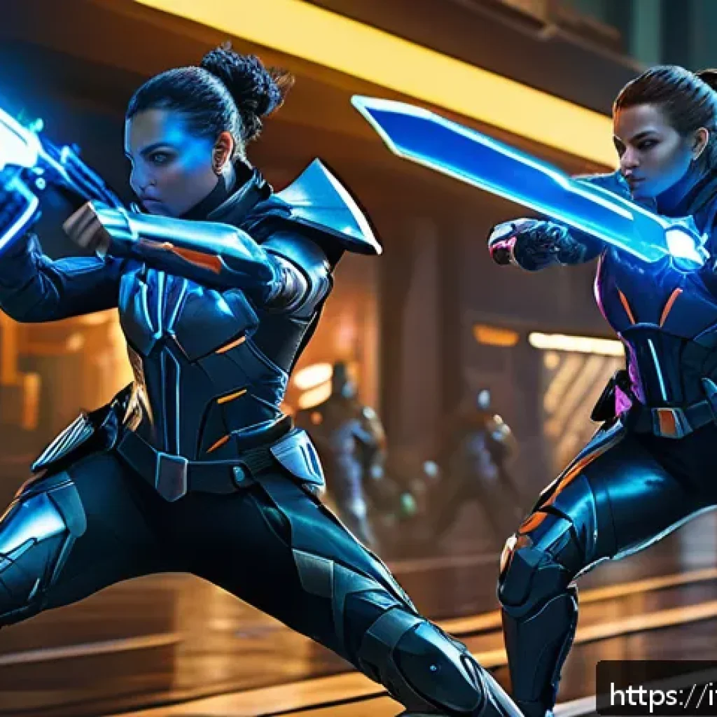 승리의여신 니케 게임 패치 루머 - A dynamic battle scene from a futuristic sci-fi game featuring two female heroes in stylish combat a...
