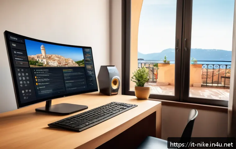 승리의여신 니케 데일리 미션 루틴 - A dynamic gaming setup scene featuring a young adult Italian player in a cozy, modern living room wi...