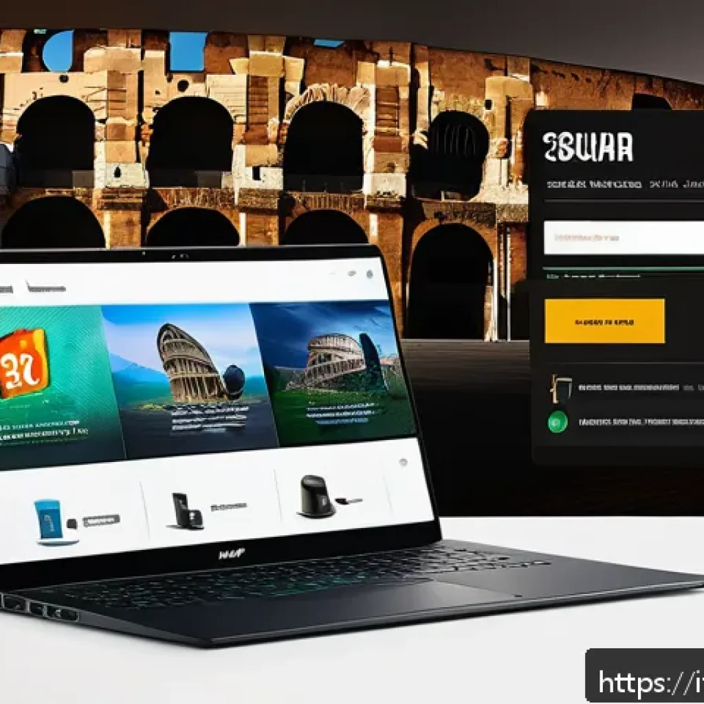 승리의여신 니케 다운로드 링크 검증 - A detailed digital illustration of a secure gaming download environment for an Italian user, featuri...
