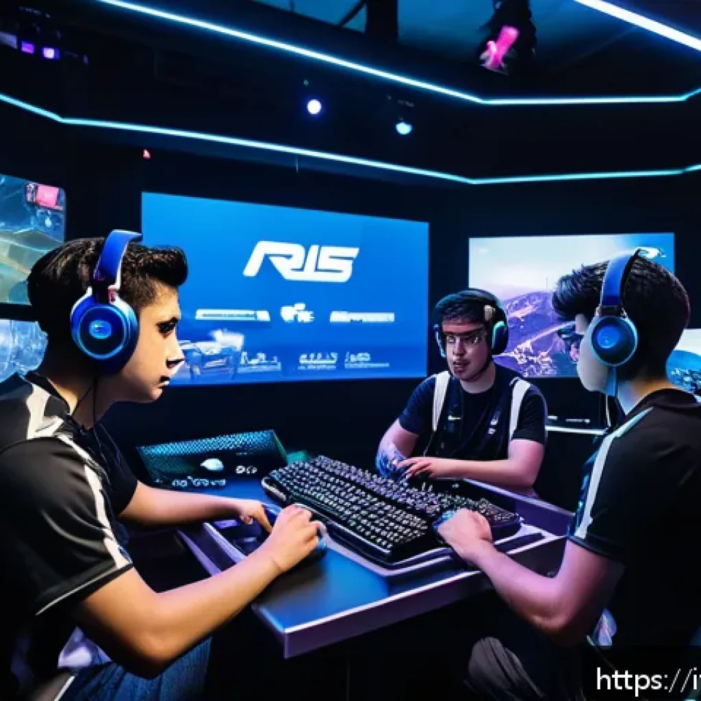 승리의여신 니케 e스포츠 이벤트 - A dynamic esports team engaged in a high-stakes tournament match, featuring diverse players in gamin...