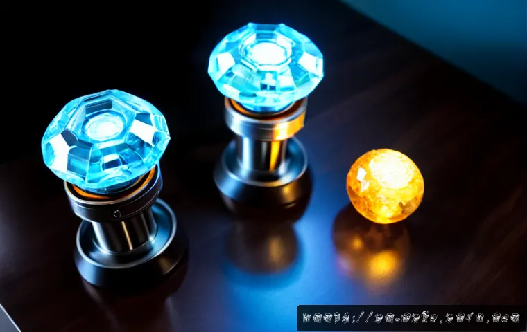 승리의여신 니케 캐릭터 성장 아이템 - Photorealistic tabletop scene of premium futuristic character-growth items for a sci-fi mobile game:...